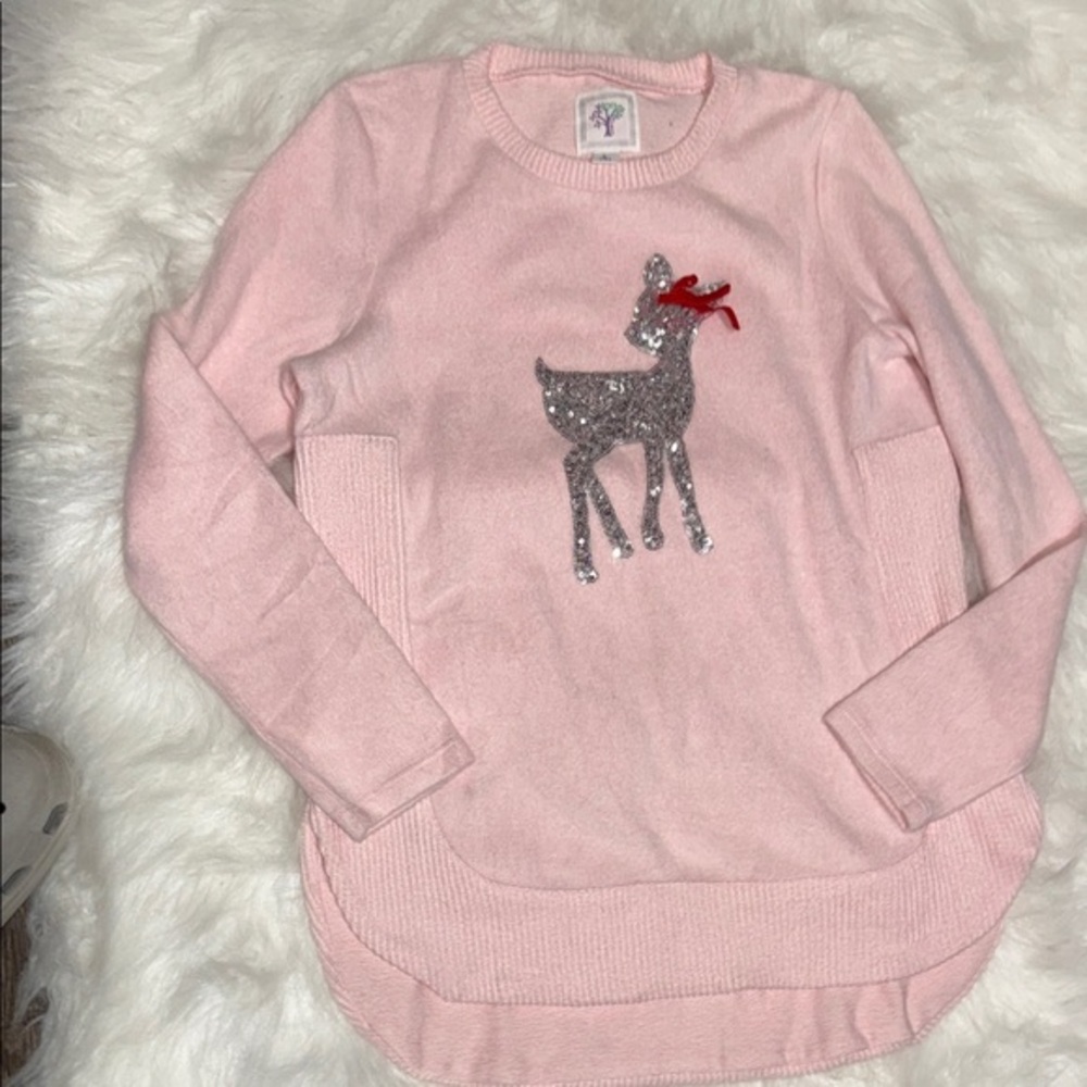 Pink Deer Graphic Kids Sweater